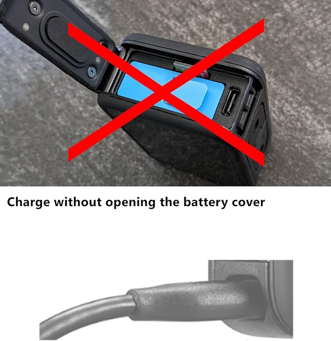 Replacement Side Door Battery Cover for Gopro, Pass Through Battery Door Cover with Type-C Charging Port, Repair Part Camera Accessories for Gopro 10/9/11/12/13 Black