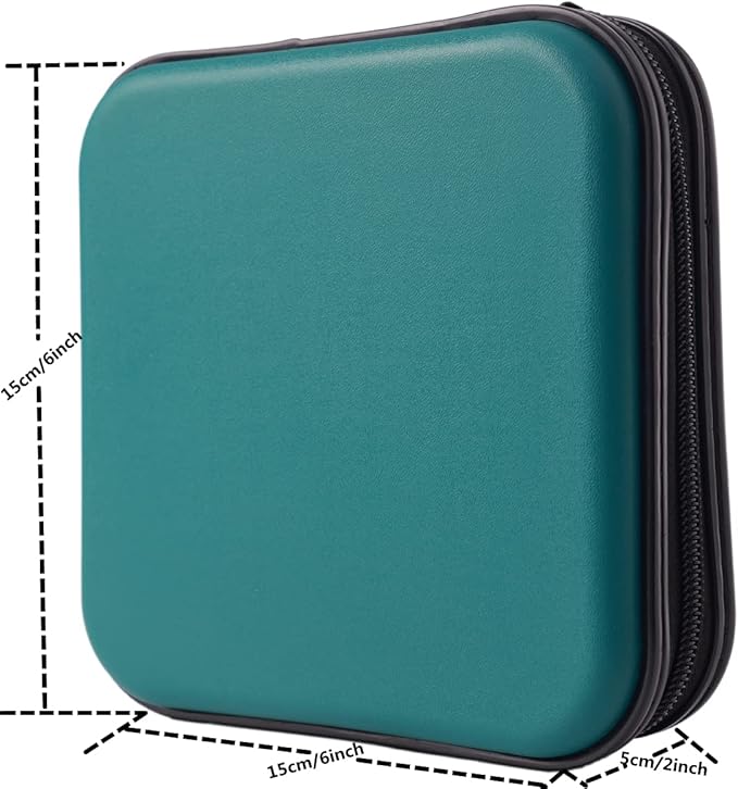 CD DVD Wallet, 32 Capacity Heavy Duty, DVD CD Case Holder for Car,Portable DVD/VCD Storage Disk, Hard Shell Sturdy case, Car CD Disk Holder,Booklet, Blu-ray Wallet (32 Capacity,Darkgreen)
