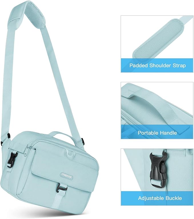 MOSISO Camera Shoulder Bag Case Crossbody Sling Purse, DSLR/SLR/Mirrorless Compact Padded Photography Handbag with Rain Cover Compatible with Canon/Nikon/Sony Cameras and Lenses, Air Blue