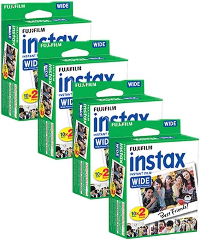 FUJIFILM INSTAX Wide Instant Film + Plastic Photo Frames (Blue, Green, Pink, Yellow & Purple – Deluxe Bundle (80 Film)