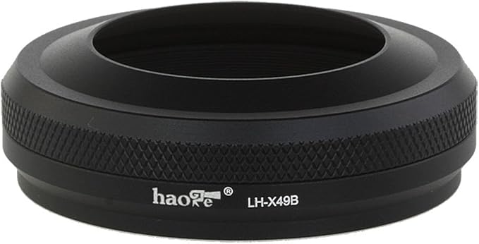 Haoge LH-X49B 2in1 All Metal Ultra-Thin Lens Hood with Adapter Ring Set for Fuji Fujifilm FinePix X70 X100 X100S X100T X100F Camera Black Replaces Fujifilm LH-X100 AR-X100 LH-X70