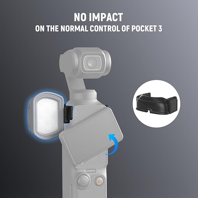 NEEWER Basics Magnetic Auxiliary Light Compatible with DJI OSMO Pocket 3 Gimbal Camera, 1.3W USB C Rechargeable Plastic Side Mounted LED Fill Light Attachment for Selfie Vlog Video Recording, M21 Gray