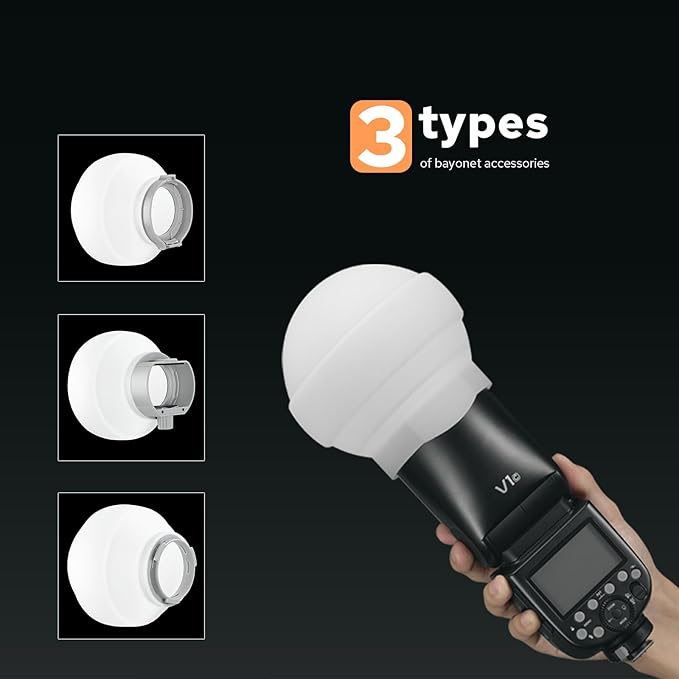 Godox ML-CD15 Collapsible Flash Diffusion Dome Diffuser with 3 adapters Compatible with Most Flashesfor Godox TT520 TT600 V1/V1 Pro AD100Pro for Wedding Portrait Studio Indoor Outdoor Photography