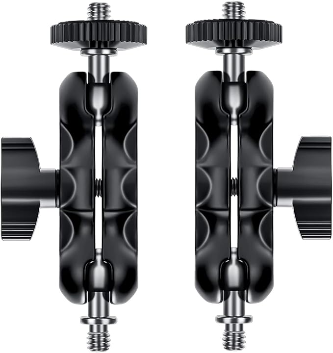 Magic Arm with Dual Ball Head and 1/4" Screw, Compatible with Super Clamp, Camera Cage, Monitor and Microphone, Max Load up to 2kg / 4.4lb - 2 Pieces