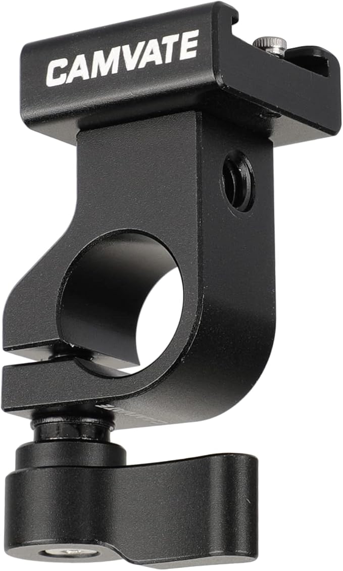 CAMVATE 15mm Side Single Rod Clamp with Cold Shoe Mount Adapter for Camera Accessories(Black) - 2810