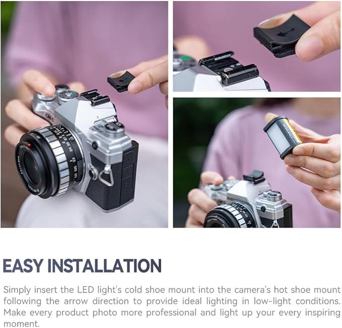 TTArtisan Magnetic Led Light 3 Colors 3000K/4500K/6000K Cold Shoe Lights, Rechargeable Super Mini Led Light for Camera Photography (1)
