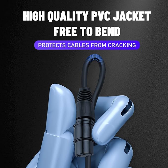 DMX Cable 6.5 ft, 6 Pack Flexible 3 Pin XLR Male to Female Cable Wire for Stage Lighting Signal XLR Connection Stage Light Wire for Par Light Moving Head Spotlight Input & Output