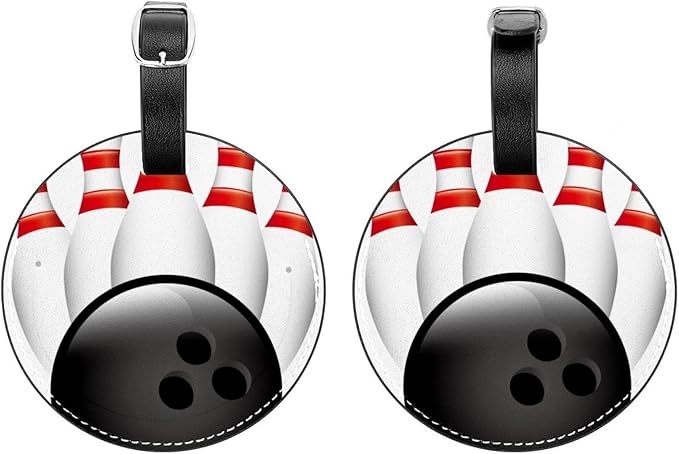 2 Pack Bowling Ball Luggage Tags for Suitcases, Airplane Travel Essentials for Flying, International Travel, Luggage Accessories