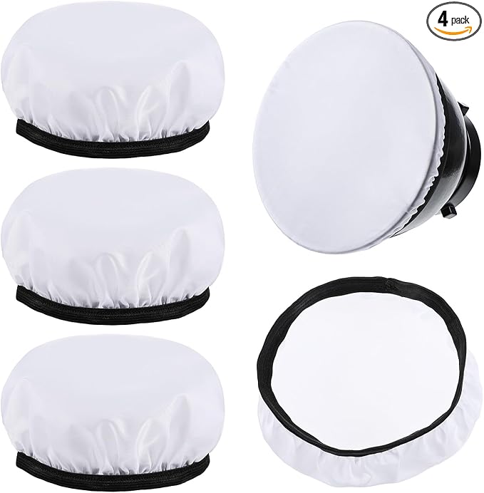 7"/18cm Light Diffuser, 4 PCS Diffuser Lamp Sock Soft Cover Soft White Diffusers Standard Cloth Diffusers Light Sock Softens The Light-Output, Lampshade Reflector Great for Studio Strobe Reflectors