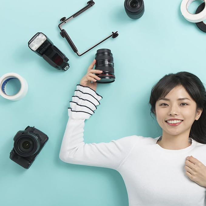 Toddmomy Dual Metal Camera Holder Bracket Flash Light Mount for DSLR Camcorder Video Recording with Detachable Connectors and Construction