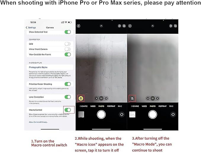 Professional 10X Macro Lens for Smartphones, 4K Ultra HD Glass Lens with Universal Clip, Lens Caps & Carrying Case, Fits iPhone, Samsung, Pixel, Android Phones