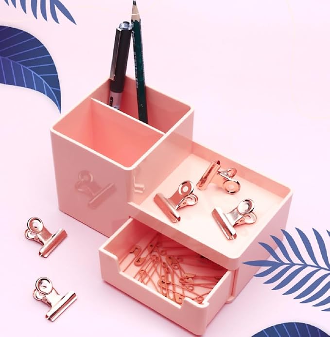 YUCHIYA 10 Pack Bulldog Clips with 10 Push-pins, Paper File Clips with Strong Spring, Large Metal Binder Clips, Seal Clamps for Coffee Tea Food Bags(Rose Gold,2.5inch)
