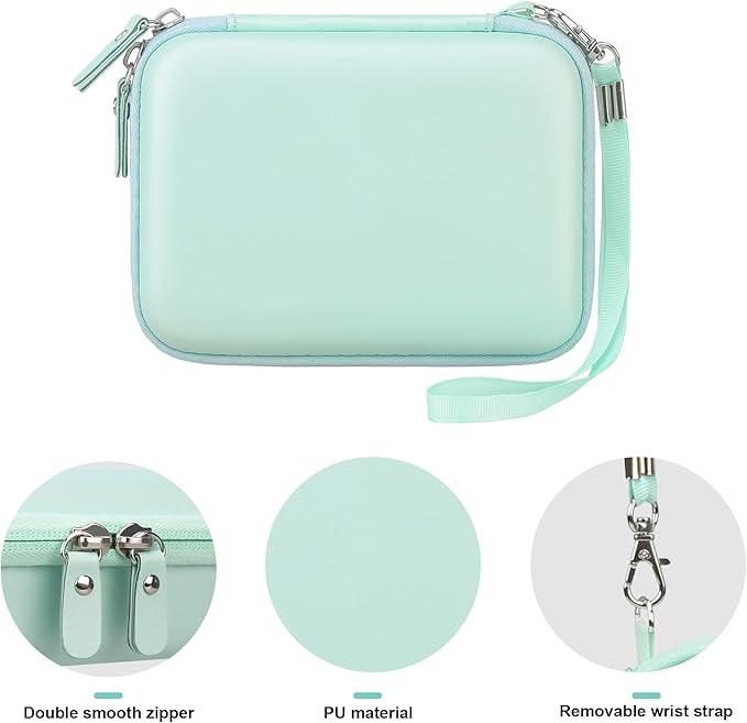 Canboc Case for KODAK Mini 2 Retro 4PASS Portable Photo Printer/KODAK Mini Shot 2 Retro Instant Digital Camera, Mesh Bag fits Photo Paper and Cable, Mint Green