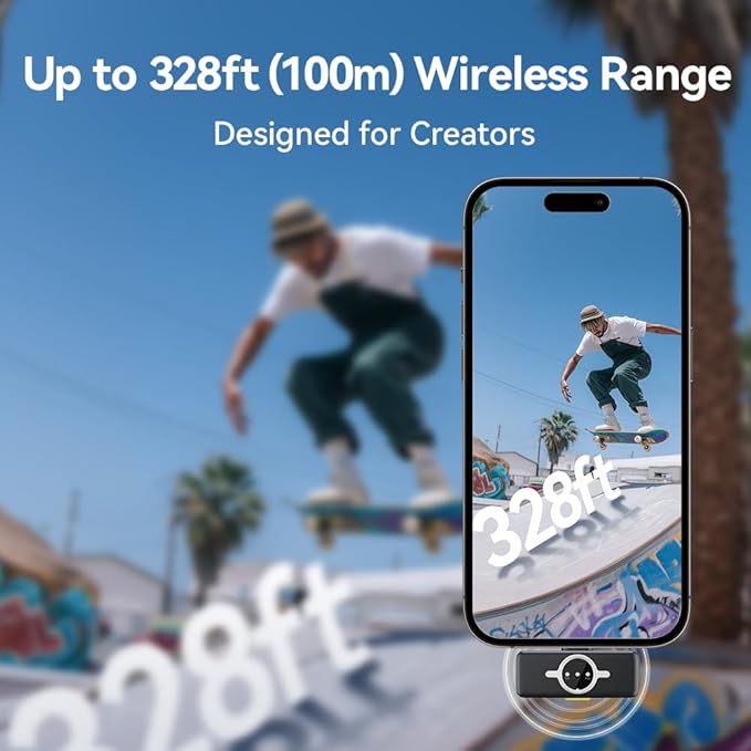1MORE Mini Wireless Microphone (2 TX + 2 RX), Wireless Lavalier Microphone for iPhone/Android, High Fidelity Audio, Noise Cancellation, 18H Playing time, Mini Video Recording Mic for vlog, Streaming