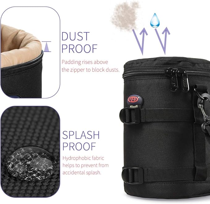 BPAULL Camera Lens Case DSLR Camera Lens Bag Fits for Canon Nikon Pentax Sony Olympus Panasonic and Other Camera Lens
