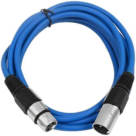 Seismic Audio - SAXLX-10-6 Pack of 10' Blue XLR Male to XLR Female Patch Cables - Balanced - 10 Foot Patch Cords