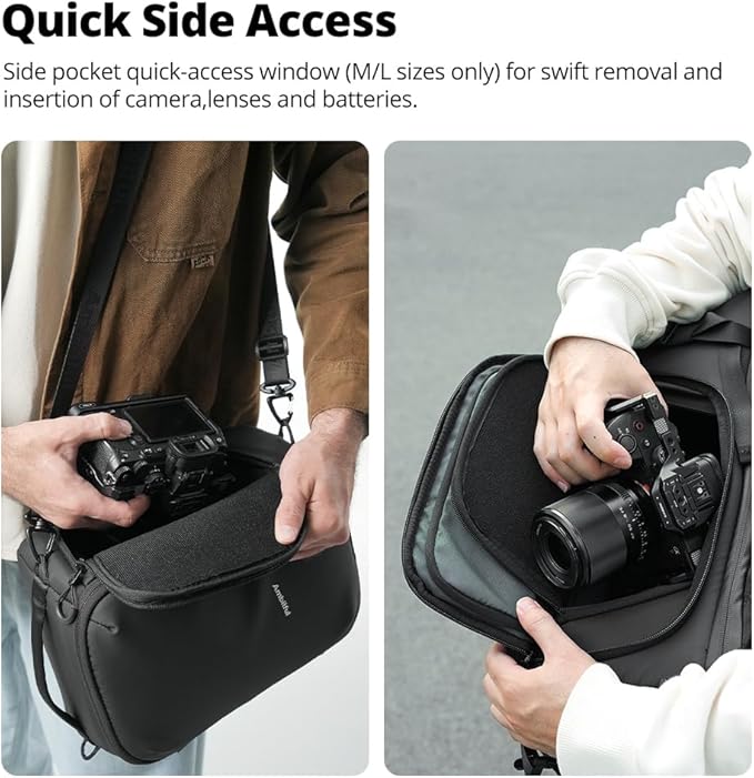 AMBITFUL Water-Resistant Camera Insert Case,with DIY Dividers, Removable Shoulder Strap, Padded Camera Bag for DSLR SLR Mirrorless, Compatible with Canon Nikon Sony, Black(Om Cube-S)