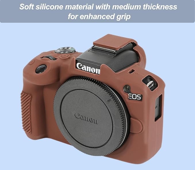 Pocoukate Case for Canon EOS R50 Camera, Soft Silicone Protective Cover Skin with EOS R50 Screen Protector Accessories for Canon EOS R50 Mirrorless Camera Silicone Case - Coffee