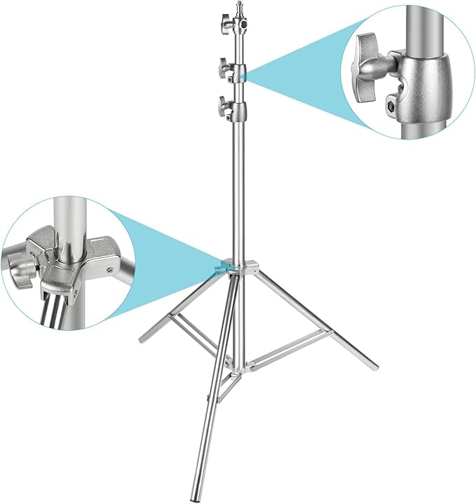 NEEWER 2PCS Light Stand Kit, 79"/200cm Stainless Steel Heavy Duty Tripod Stand with 1/4" to 3/8" Adapter for Studio Softbox, Monolight, Reflector