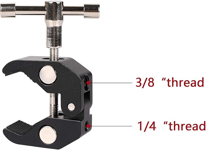 Super Clamp with 1/4 and 3/8 Thread for Photography,Camera Monitor, LED Light,Umbrellas, Plate Glass, Cross Bars, Hooks, Shelves, Photo Accessories-3Pack
