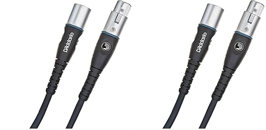 D'Addario Accessories Microphone Cable - Shielded XLR Cable - XLR Male to Female - Custom Series - 5 Feet/1.52 Meters - 2 Pack