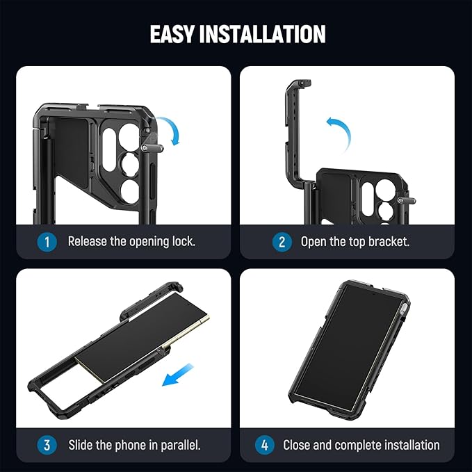 NEEWER Phone Cage & Magnetic Golf Cart Phone Holder, Mobile Video Rig Stabilizer Compatible with Samsung Galaxy S24 Ultra Moment T Series Lenses with 67mm Filter Adapter 17mm Lens Backplate