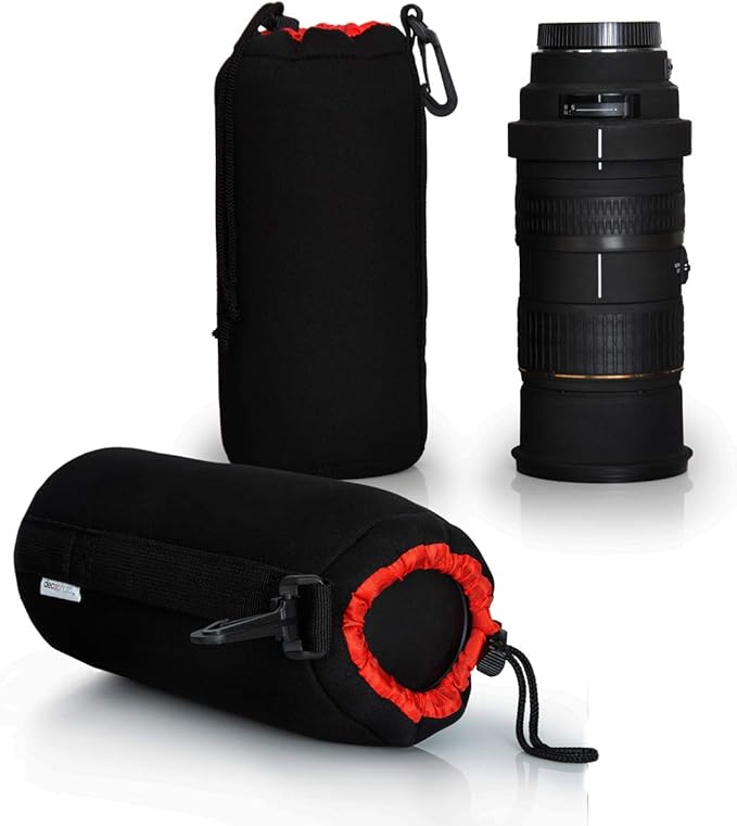 Deco Photo X-Large XL Neoprene Lens Bag Protective Water and Weather Resistant Shock Drop and Scratch Armor Pouch Sleeve Case with Plush Interior, Black