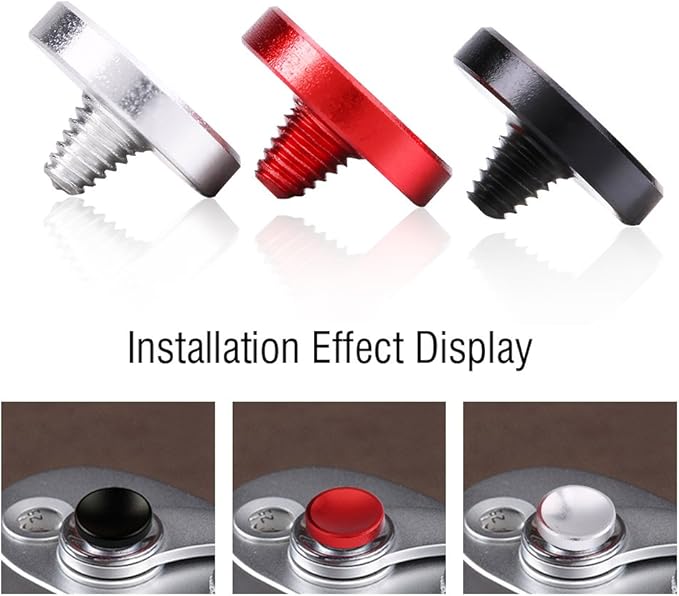 3PCS Camera Button, Aluminium Alloy Shutter Button with Concave Surface, Fits for Cameras with Screw Hole on The Shutter Release Button (Red Black Silver)