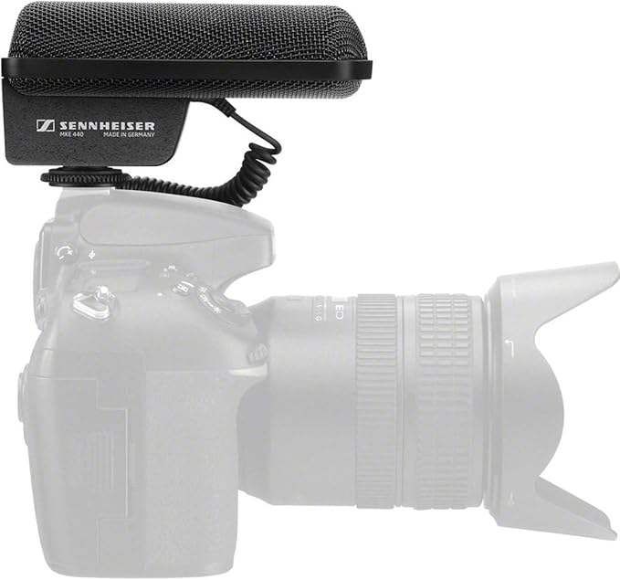 Sennheiser Professional MKE 440 Compact Stereo Shotgun Microphone with 3.5mm Connector for Cameras, 506258,Black