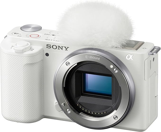 Sony ZV-E10 Mirrorless Alpha APS-C Interchangeable Lens Vlog Camera (Body, White) ILCZV-E10/W | Official Sony USA Partner Model | Bundle with Deco Gear Photography Case + Extra Battery + Software Kit