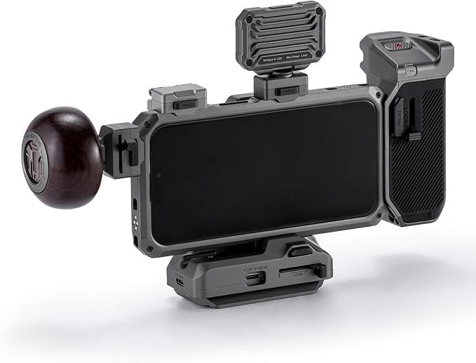 Tilta Khronos Ultimate Kit Compatible with iPhone 15 Pro | Cooling System/LED Light/Wooden & PD Focus Handle/SSD Holder Included | TK-IP15-PD-SG (Space Gray, Pro)