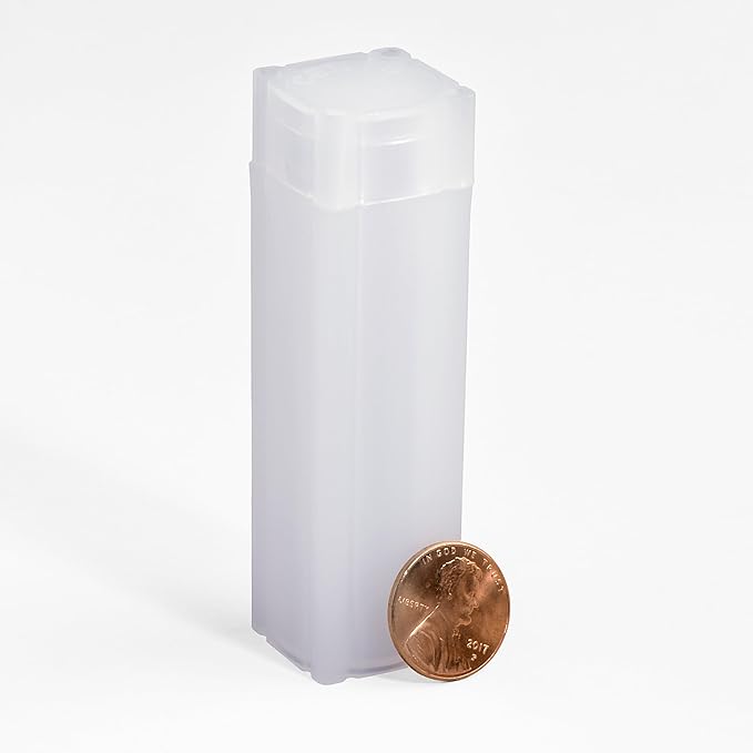Lighthouse - Square Coin Tubes - Convenient Push Top, Virtually Unbreakable, Acid Free and Archival Quality - Coin Tubes for US Penny, 10 Pack