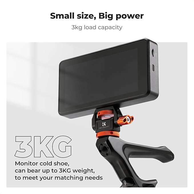 K&F Concept Magic Arm with Super Clamp + Adjustable Camera Monitor Mount, 360° Swivel 180° Tilt with Cold Shoe, Anti-Twist Design, 1/4" Screw for 5" & 7" Camera Field Monitor