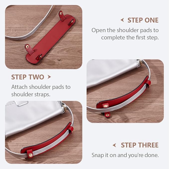 Beebeecraft 2 Sets PU Leather Strap Shoulder Pads Red Adjustable Shoulder Bag Straps Replacement Bag Handle Wraps Cushion Pressure Relief Bags Cover for Messenger Camera Purse Tote