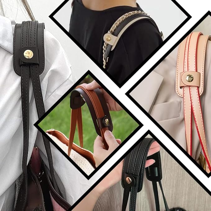 Beebeecraft 2 Sets Shoulder Strap PU Leather Black Replacement Detachable Imitation Leather with Alloy Button Protector Cover Bag Shoulder Handle Wrap Straps for Tote Bags Purse Women DIY Making