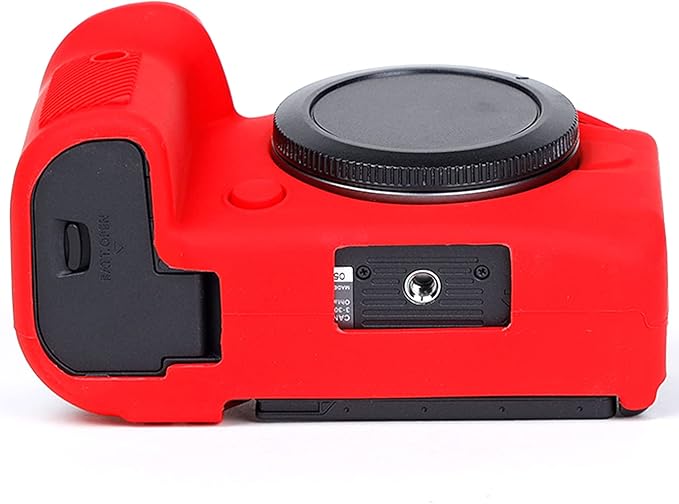 Surpassed Professional Secure Silicone Camera Case Cover Housing Body Skin for Canon EOS R6 Full-Frame Mirrorless Camera (Red)