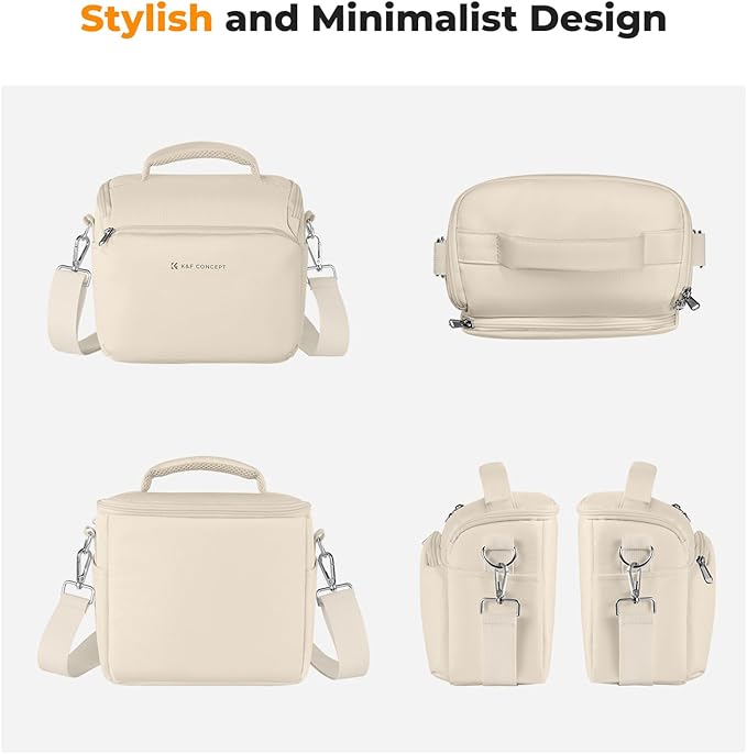 K&F CONCEPT Camera Sling Bag Small Crossbody Camera Case DSLR/SLR/Cute Compact Shoulder Photography Bags for Photographers-Beige