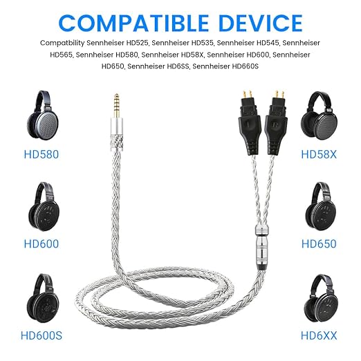 Replacement Cable for SENNHEISER Headphones HD650 HD600 HD580 HD535 HD545 HD565 HD265 with 4.4mm Plug (1.2m, 4.4mm)