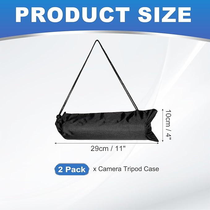 PATIKIL 11 x 4 Inch Tripod Carrying Case, 2 Pack Camera Tripod Carrying Bags Oxford Cloth Padded Bag for Camera Gear Mic Light Stand Sheet Music Photography Accessories, Black