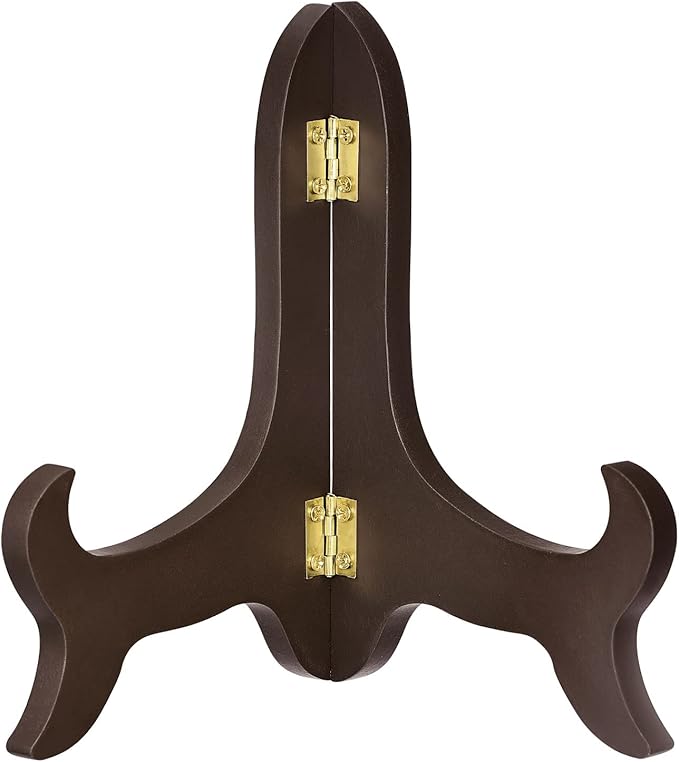 uxcell 7" Easel Plate Holder, Wooden Folding Display Stand Brown for Decorative Picture Frame