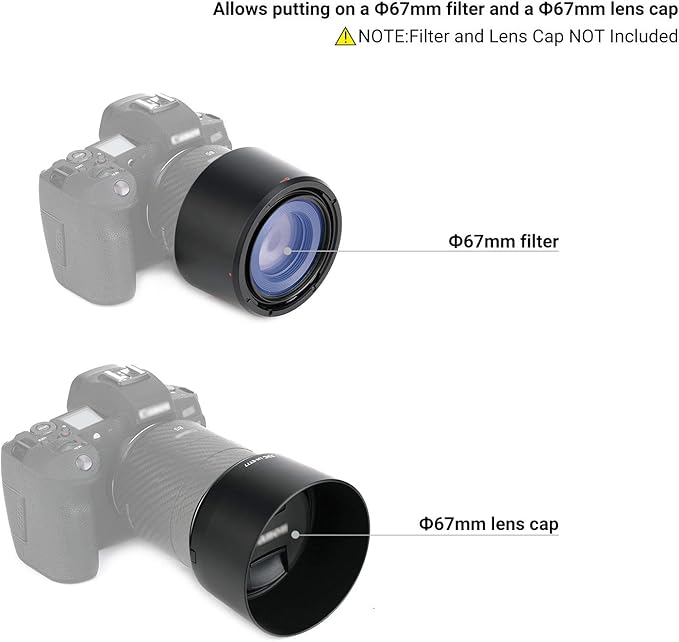 Lens Hood for Canon RF 85mm F2 Macro is STM Lens on EOS R6 R6 Mark II R5 RP R Camera, RF 85mm Lens Hood Reversible Lens Hood Replace Canon ET-77 Hood, Compatible with 67mm Filters and 67mm Lens Cap