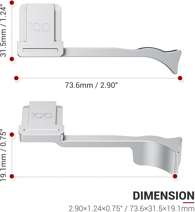 D-LUX8 DLUX8 Thumb Up Grip, Aluminum Alloy Thumb Grip for Leica D-LUX8, with Hot Shoe Cover Protector Thumb Rest Support Holder, Not Affect The Use of D-LUX8 Camera Buttons, D-LUX 8 Accessories-Silver