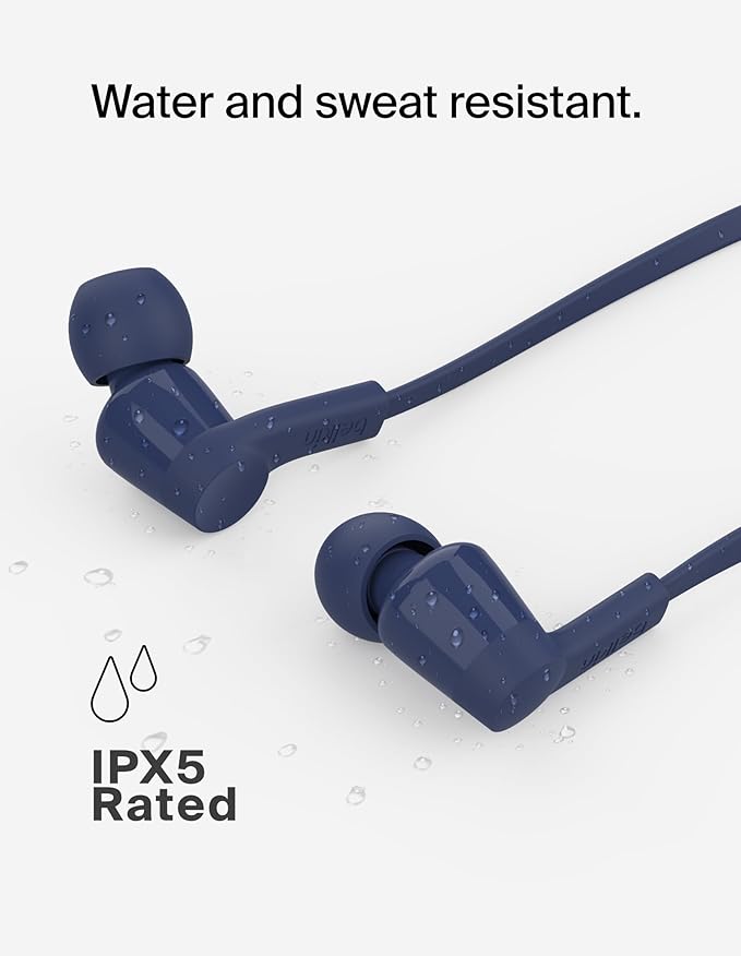 Belkin SoundForm Wired Earbuds with USB-C Connector, in-Ear Earphones w/Microphone - USB-C Headphones for iPhone 17, iPhone 16, iPad mini, Galaxy S25, Google Pixel 9, Android, and More - Blue