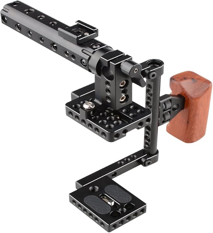 CAMVATE DSLR Camera with Cage Top Handle Wood Grip for 600D 70D 80D - 1373