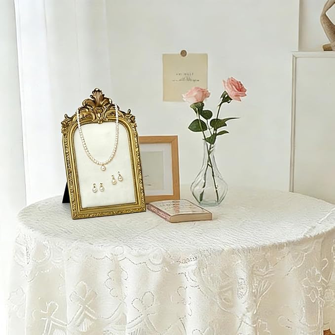 2 PCS Gold Resin Jewelry Display Stand Vintage Necklace Organizer Photo Frame Ring Holder Earring Tray Jewelry Photography Props Frame with Velvet Backing Elegant Décor for Jewelry and Collectibles