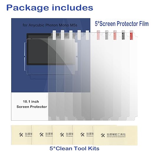 5PCS Screen Protector for Anycubic Photon M5S, M5S Pro, Resin 3D Printer Scratch Proof Screen Protector Film for Anycubic Photon M5s, M5S Pro Resin LCD 3D Printer