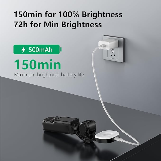 AMAZEAR LED Light for DJI OSMO Pocket 3 Accessories, Auto-Follow Gimbal Selfie Vlog Video Auxiliary Fill Lighting, CRI≥95, 3-Color Temp 2500-5600K Brightness Adjustable, 500mAh 1.6W USB-C