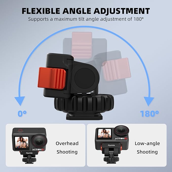 Action 5 Pro/4/3 Cold Shoe Adapter Mount, Magnetic Quick Release Holder for DJI Osmo 360, 180° Adjustable Cold Shoe Camera Adapter with 1/4" Screw Hole for DSLR Photography Accessories