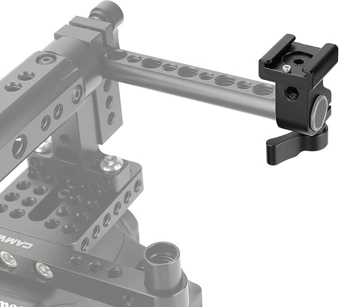 CAMVATE 15mm Side Single Rod Clamp with Cold Shoe Mount Adapter for Camera Accessories(Black) - 2810