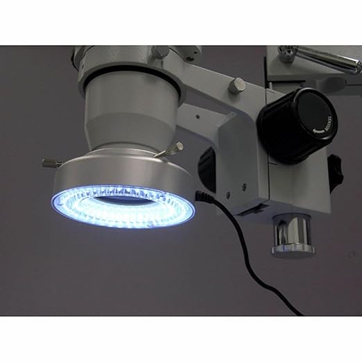 AmScope LED-80M 80-LED Microscope Ring Light w Heavy-Duty Metal Box and Adapter